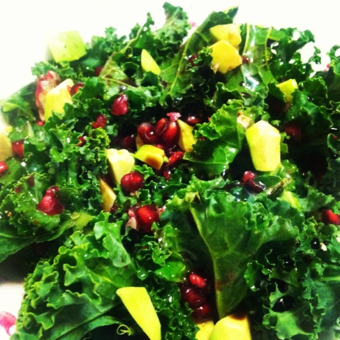 Kale Salad with Pomegranate and Avocado